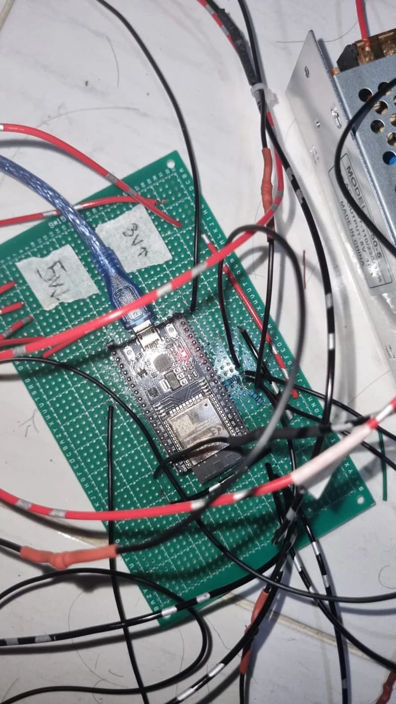 My ESP32 IoT prototype, wired on a circuit board